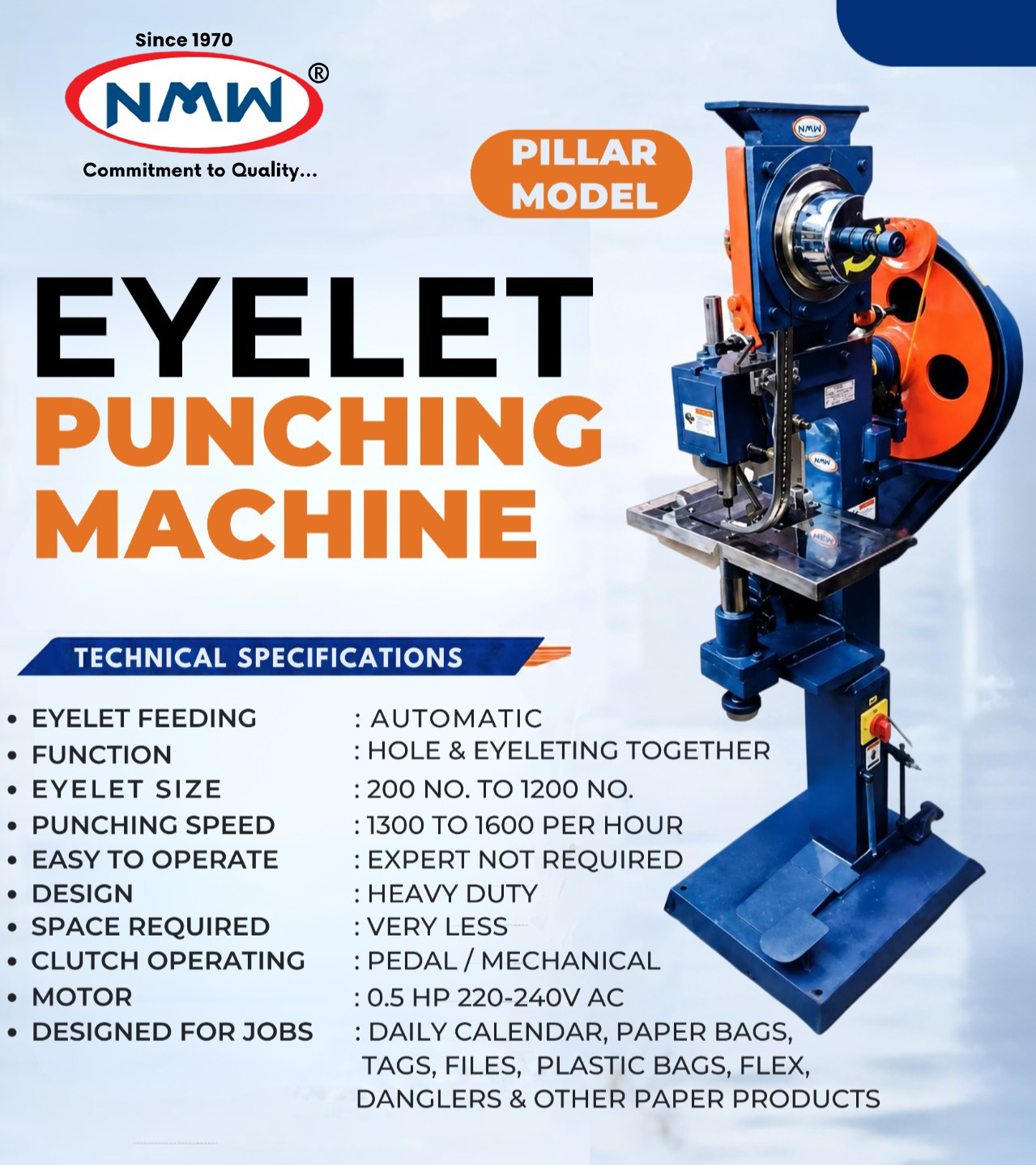 Single Head Eyelet Punching Machine